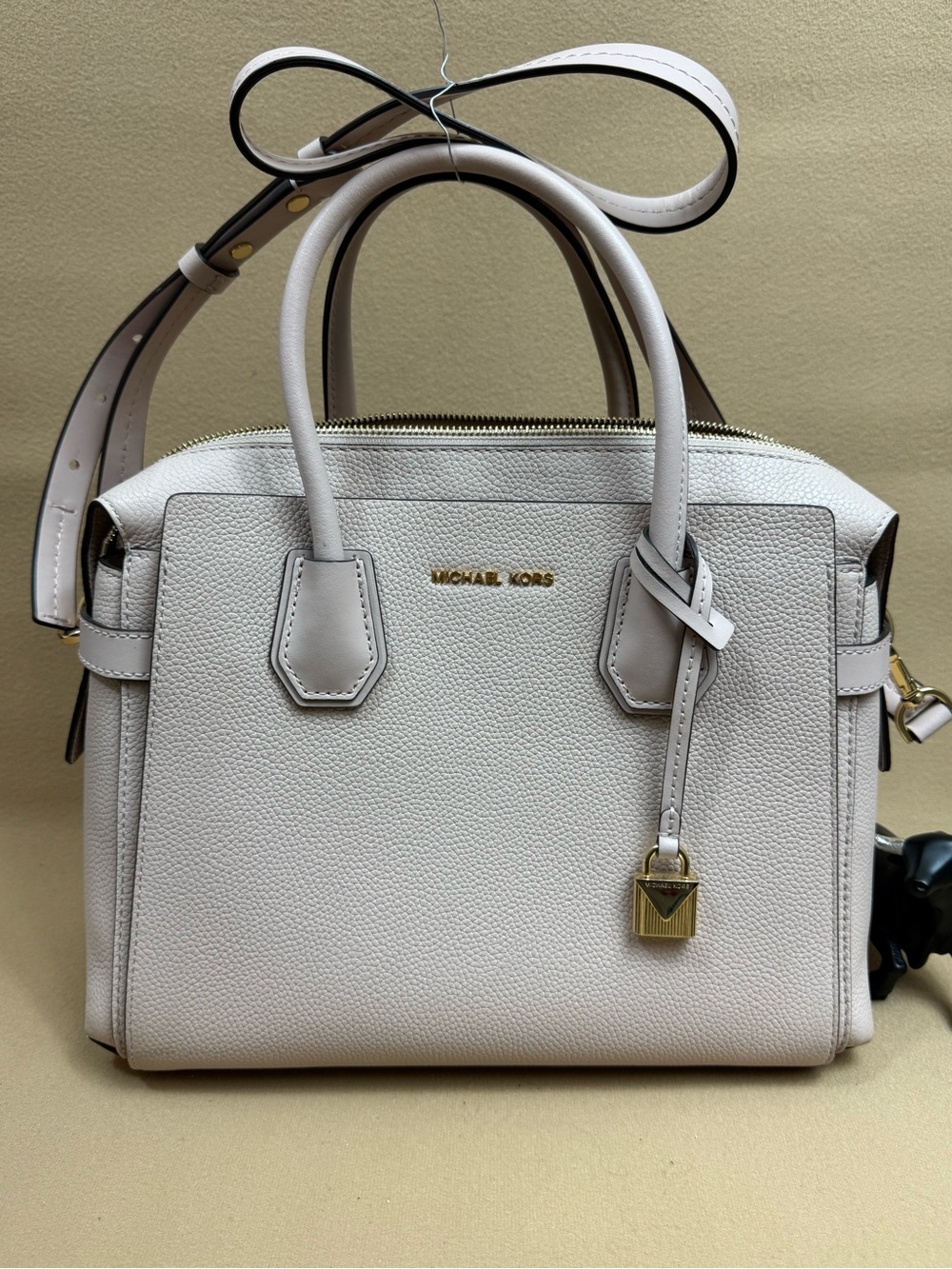 Michael Kors Pebbled Leather Satchel in White